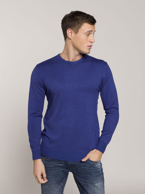 Maglia girocollo lavorazione liscia|Colore:Indaco