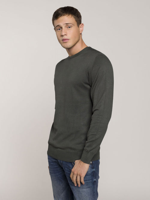 Maglia girocollo lavorazione liscia|Colore:Verde militare