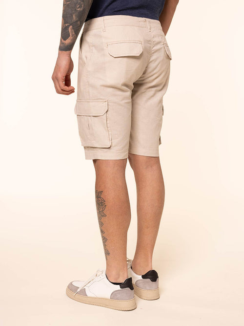 Bermuda lino cotone con tasconi|Colore:Sabbia