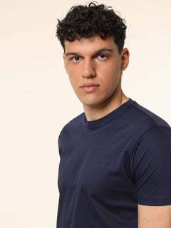 T-Shirt in cotone mercerizzato|Colore:Blu