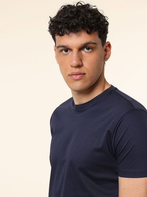 T-Shirt in cotone mercerizzato|Colore:Blu