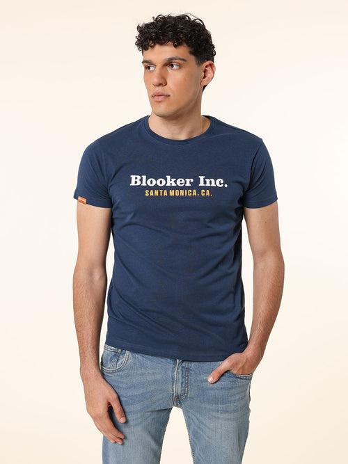 T-Shirt in cotone stampa logo|Colore:Blu