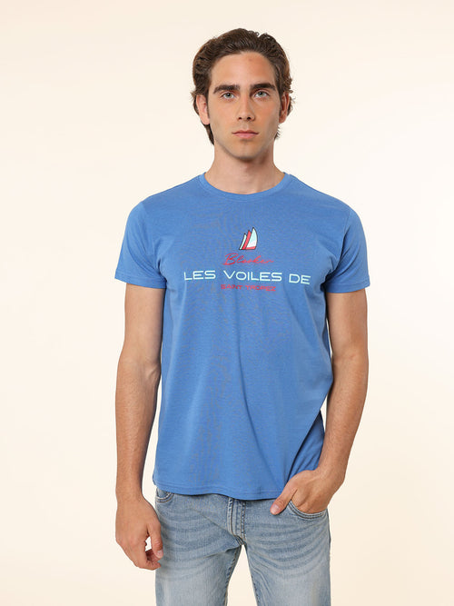 T-Shirt in cotone stampa logo|Colore:Royal