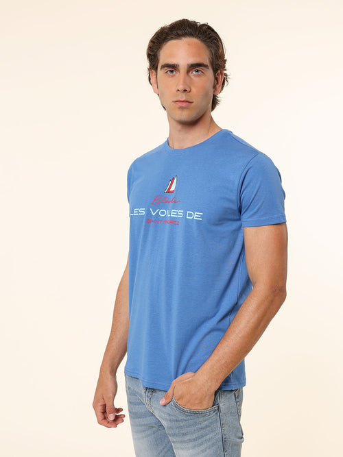 T-Shirt in cotone stampa logo|Colore:Royal