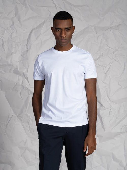 T-Shirt in cotone mercerizzato|Colore:Bianco
