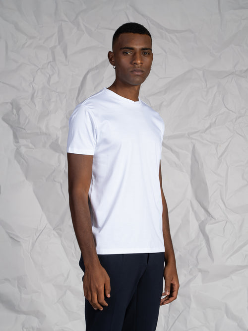 T-Shirt in cotone mercerizzato|Colore:Bianco