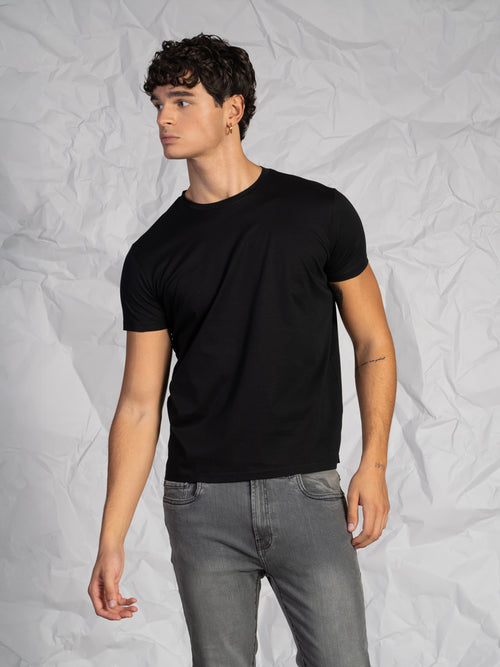 T-Shirt in cotone mercerizzato|Colore:Nero