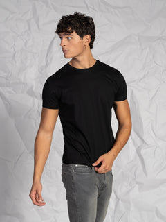 T-Shirt in cotone mercerizzato|Colore:Nero