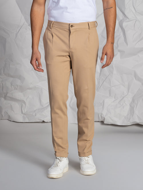 Pantaloni stretch con pence|Colore:Beige