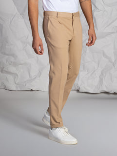 Pantaloni stretch con pence|Colore:Beige