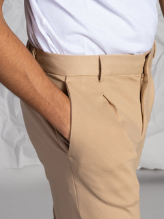 Pantaloni stretch con pence|Colore:Beige