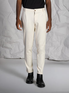 Pantaloni stretch con pence|Colore:Burro