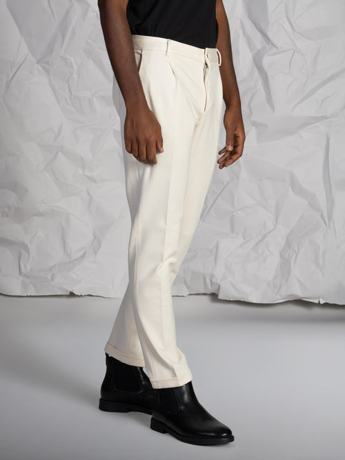 Pantaloni stretch con pence|Colore:Burro