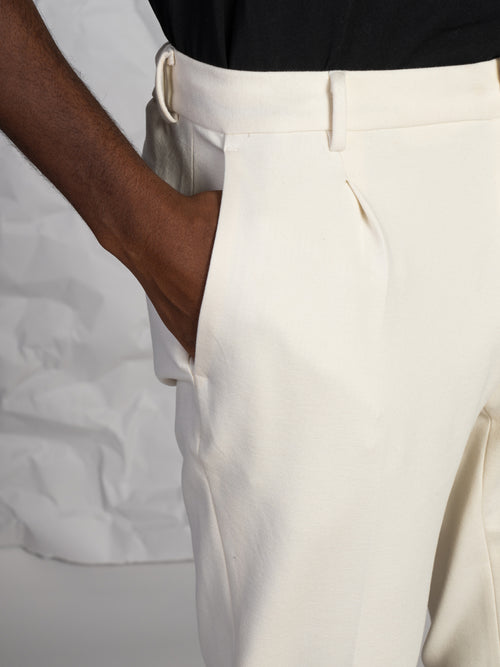 Pantaloni stretch con pence|Colore:Burro