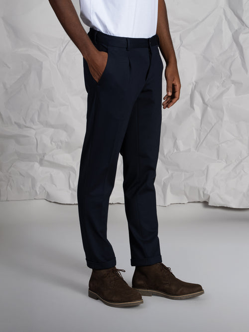 Pantaloni stretch con pence|Colore:Blu