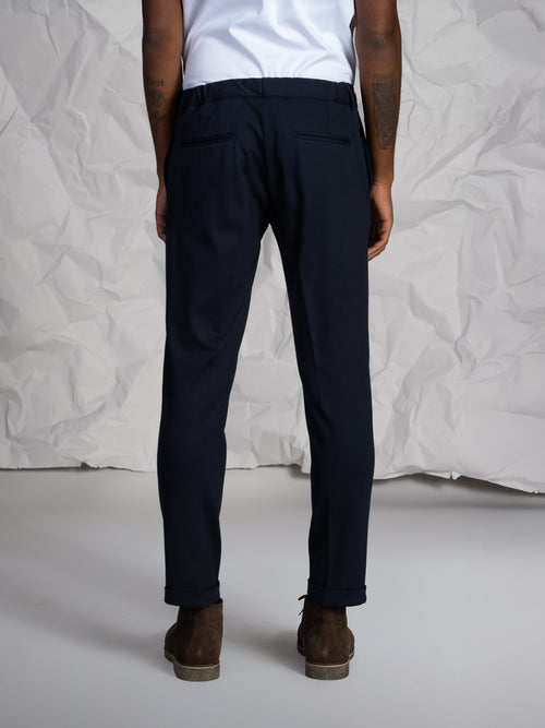Pantaloni stretch con pence|Colore:Blu