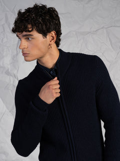 Cardigan a coste|Colore:Blu