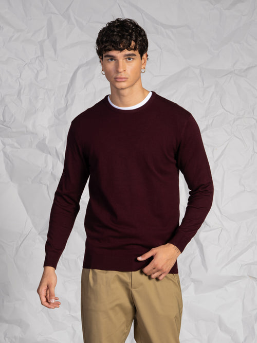 Maglia girocollo lavorazione liscia|Colore:Bordeaux