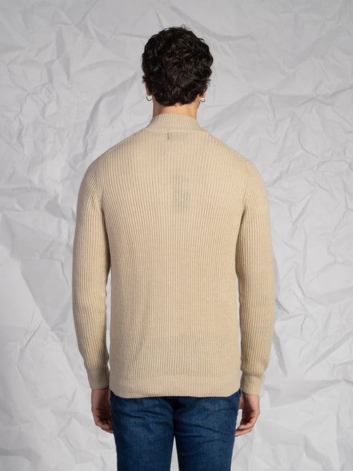 Cardigan a coste|Colore:Beige