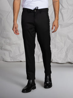 Pantaloni chino con laccio|Colore:Nero