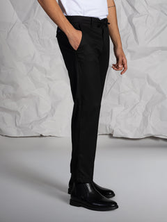 Pantaloni chino con laccio|Colore:Nero