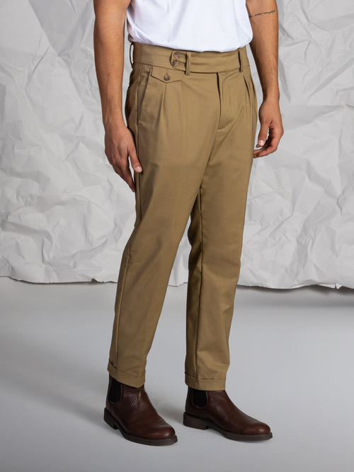 Pantaloni chino in cotone stretch|Colore:Beige
