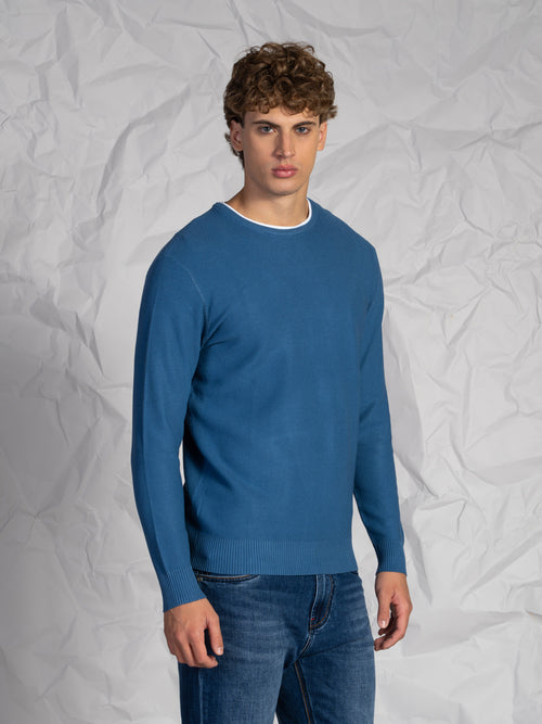 Maglia doppio collo|Colore:Cielo