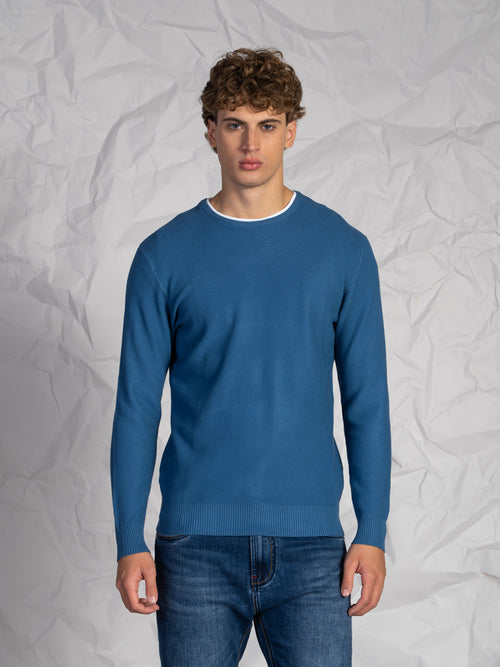 Maglia doppio collo|Colore:Cielo