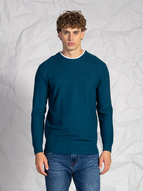 Maglia doppio collo|Colore:Petrolio