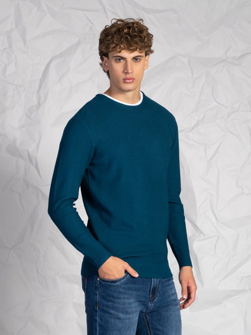 Maglia doppio collo|Colore:Petrolio