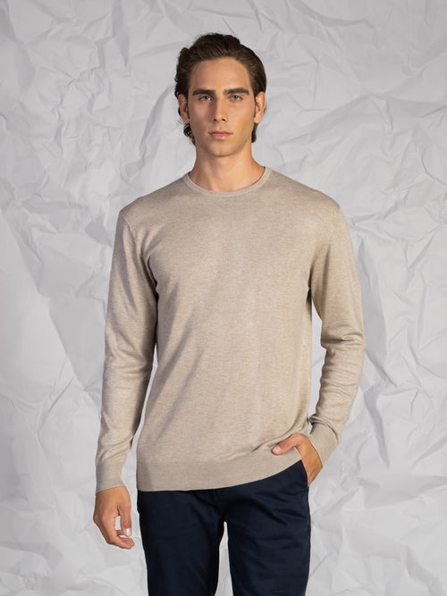 Maglia girocollo lavorazione liscia|Colore:Beige