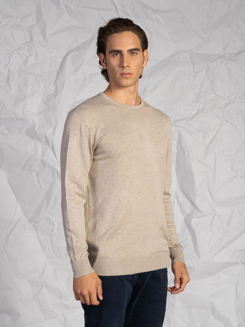 Maglia girocollo lavorazione liscia|Colore:Beige