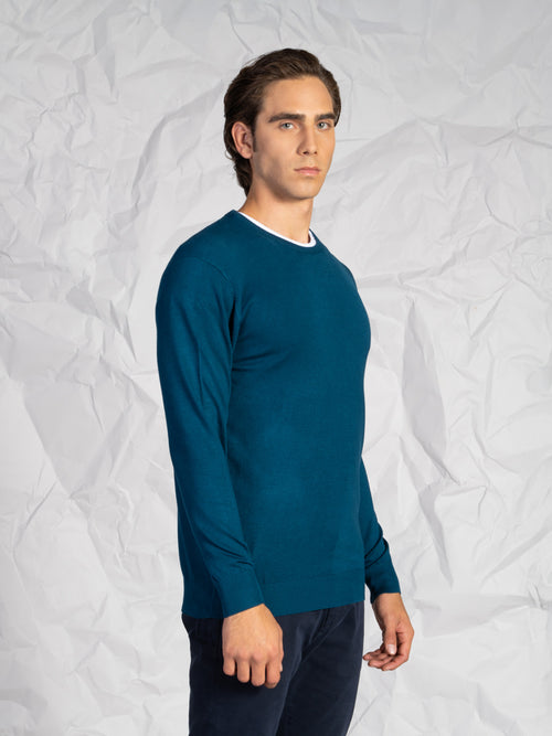 Maglia girocollo lavorazione liscia|Colore:Petrolio