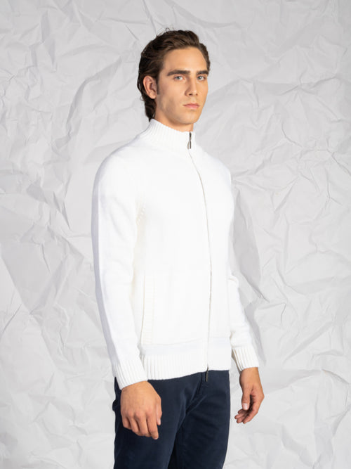 Cardigan con zip|Colore:Panna