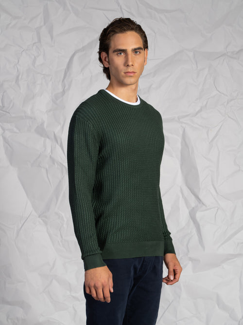 Maglia girocollo treccia|Colore:Verde