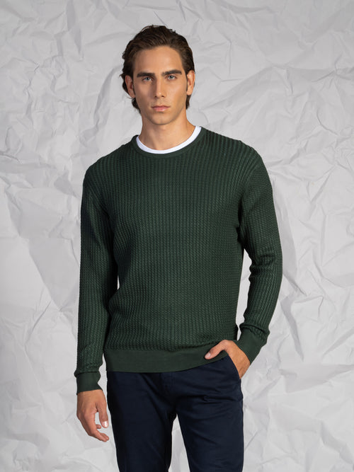 Maglia girocollo treccia|Colore:Verde