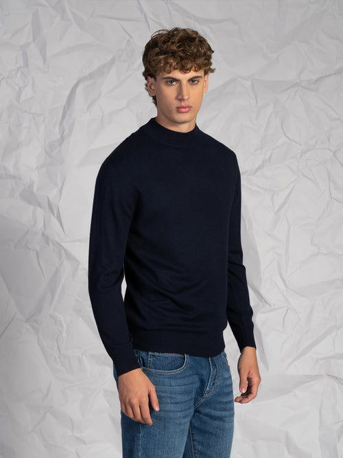 Maglia collo lupetto|Colore:Blu