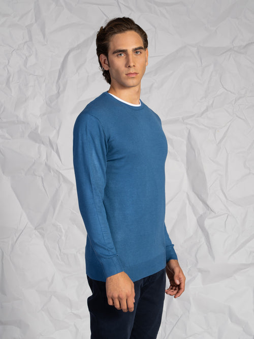 Maglia girocollo lavorazione liscia|Colore:Cielo