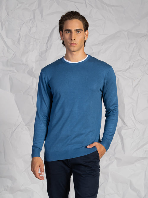 Maglia girocollo lavorazione liscia|Colore:Cielo