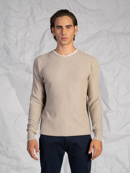 Maglia doppio collo|Colore:Beige
