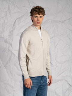 Cardigan con zip|Colore:Burro
