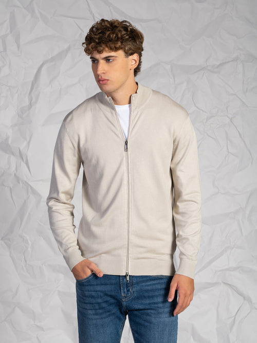 Cardigan con zip|Colore:Burro