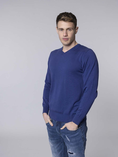 Maglia basic collo a V|Colore:Oceano