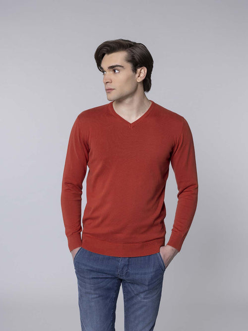 Maglia basic collo a V|Colore:Arancio