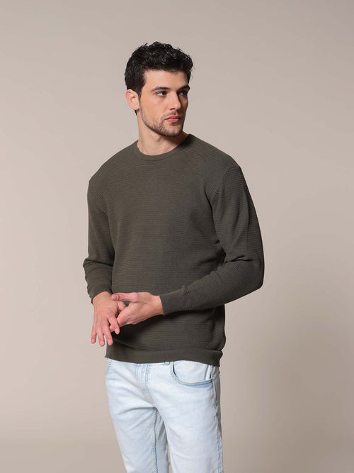 Maglia rigato Jacquard|Colore:Verde militare