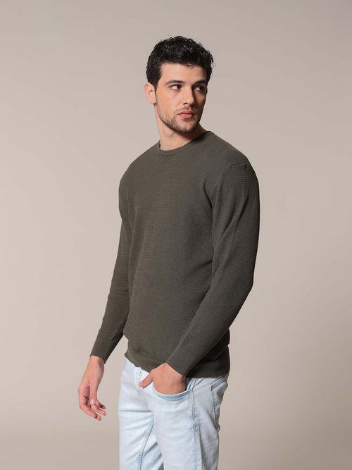 Maglia rigato Jacquard|Colore:Verde militare