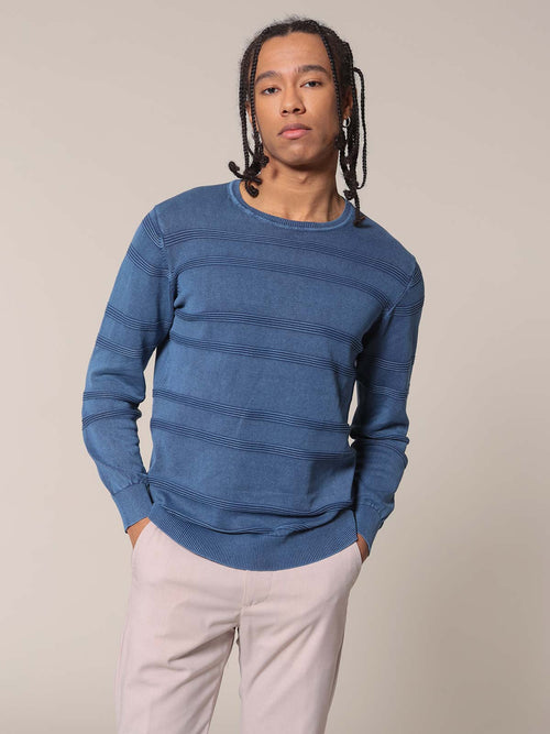 Maglia girocollo Jacquard|Colore:Blu