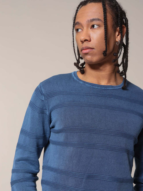 Maglia girocollo Jacquard|Colore:Blu