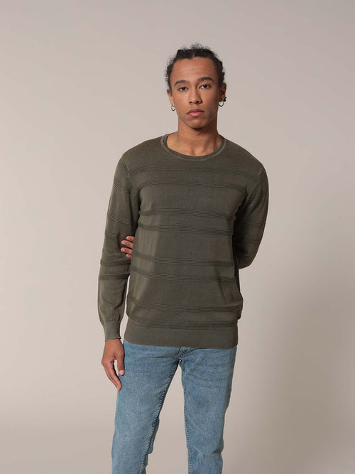 Maglia girocollo Jacquard|Colore:Verde militare