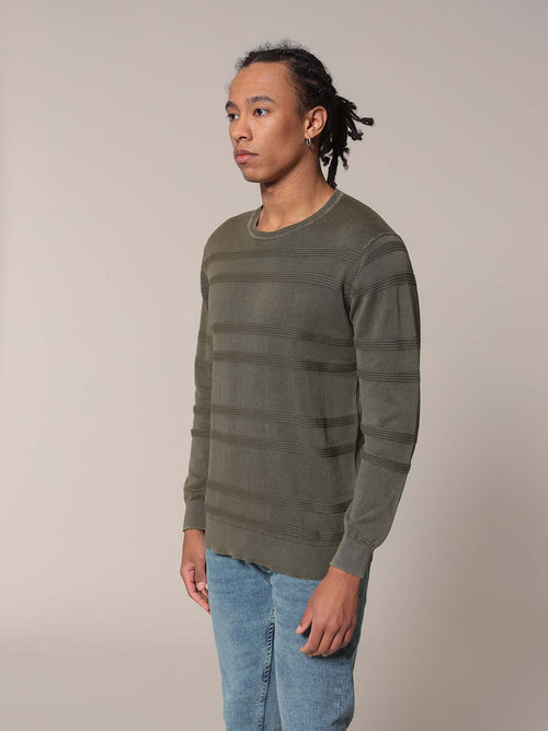 Maglia girocollo Jacquard|Colore:Verde militare